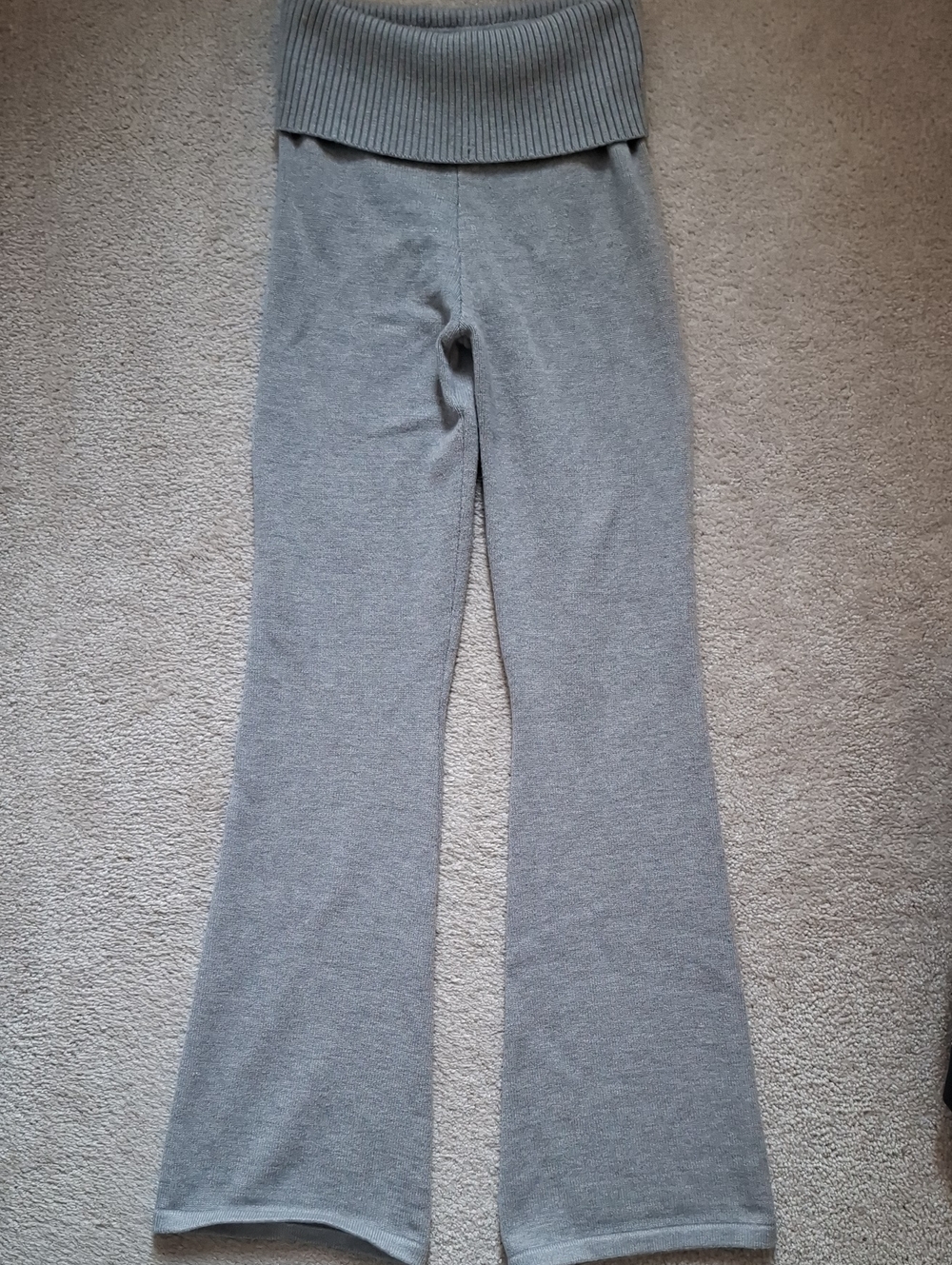 refuge Light Grey Fold-Over Knit Flare Leggings